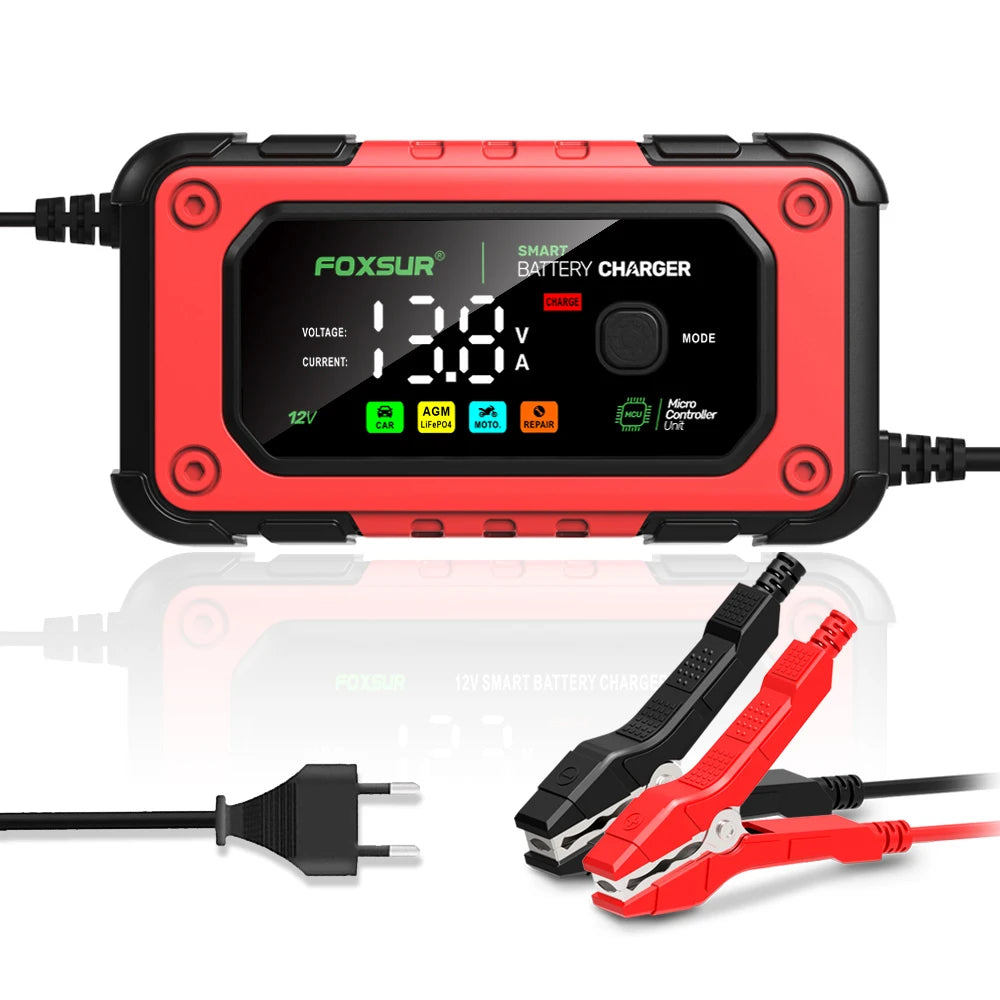 Cargador De Batería Inteligente De 12V Y 7A Para Batería De Moto AGM Lifepo4, Cargador De Batería Para Motocicleta Y Coche, Reparación Universal