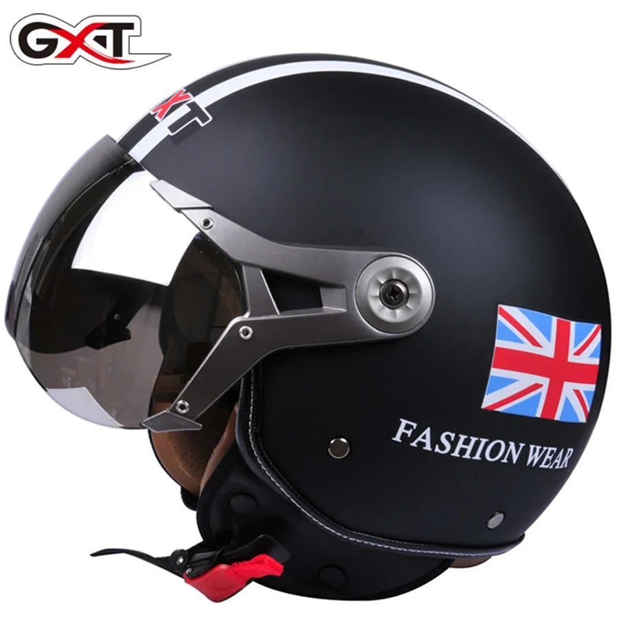 Casco De Motocicleta 3/4 Cara Abierta Vintage Casco Moto Hombres Retro Moto Casco Verano Scooter Moto Casco De Montar Casque Moto 110B