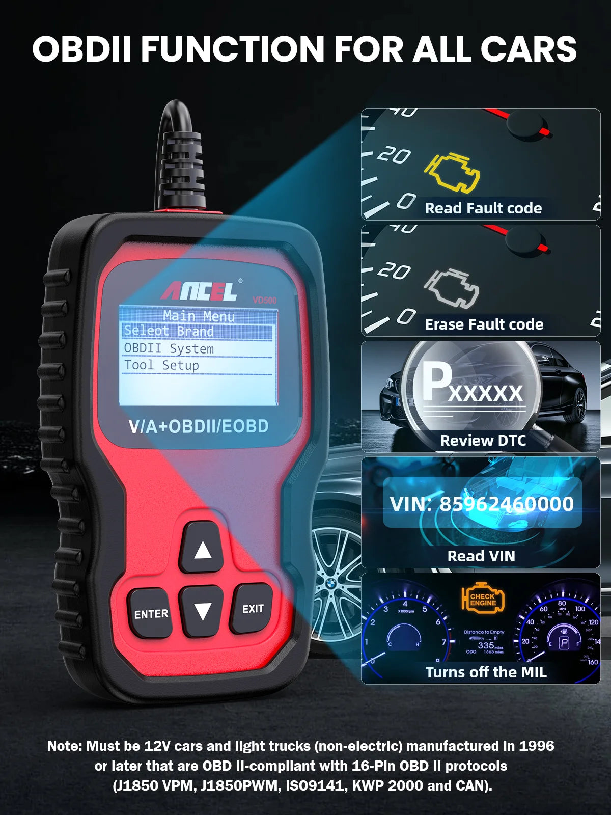 Escáner OBD2 Ancel VD500, Escaneo Completo Del Sistema, Reinicio De ABS, Aceite Y EPB, Herramienta De Diagnóstico Automotriz OBD 2 Para VW