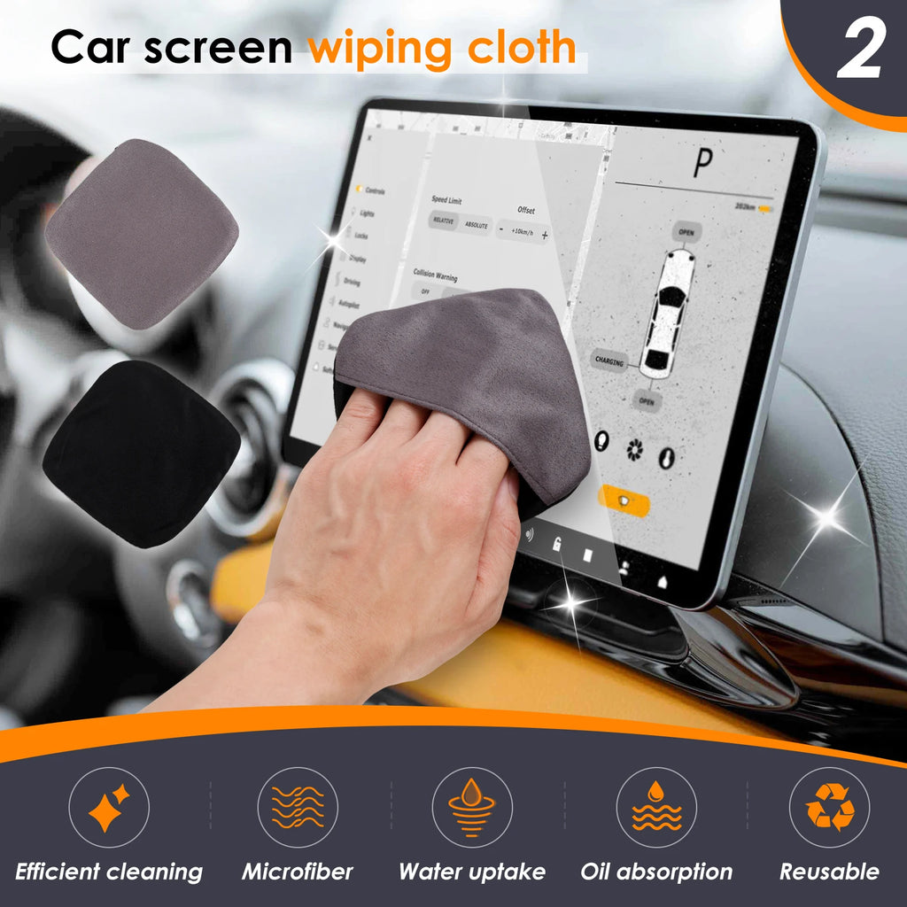 Limpiador De Pantalla De Coche, Paño De Microfibra Reutilizable, Toallitas De Limpieza De Pantalla Táctil Para Salpicadero, Pantalla De Coche, Almohadillas De Limpieza Para Tableta, 2 Uds.