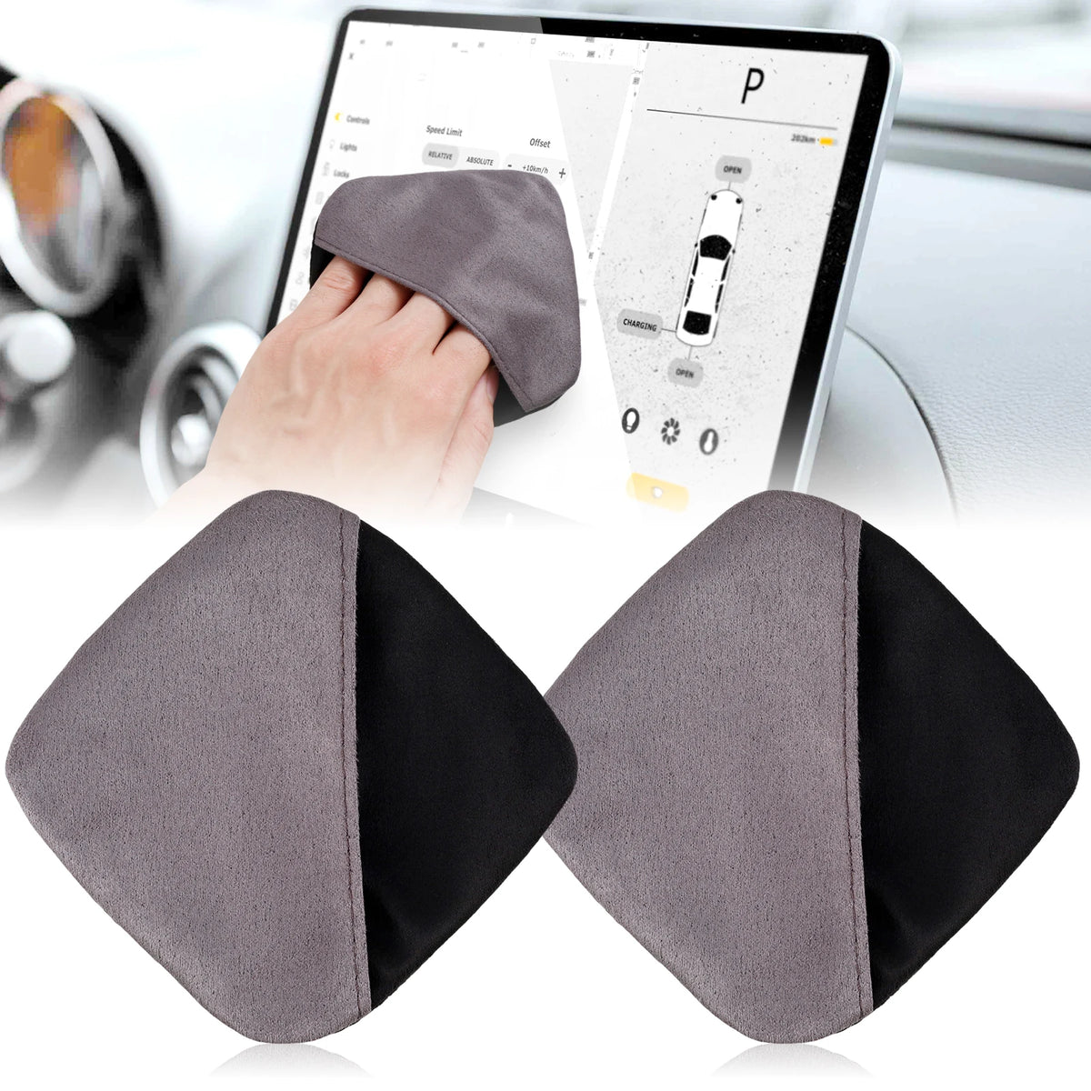 Limpiador De Pantalla De Coche, Paño De Microfibra Reutilizable, Toallitas De Limpieza De Pantalla Táctil Para Salpicadero, Pantalla De Coche, Almohadillas De Limpieza Para Tableta, 2 Uds.