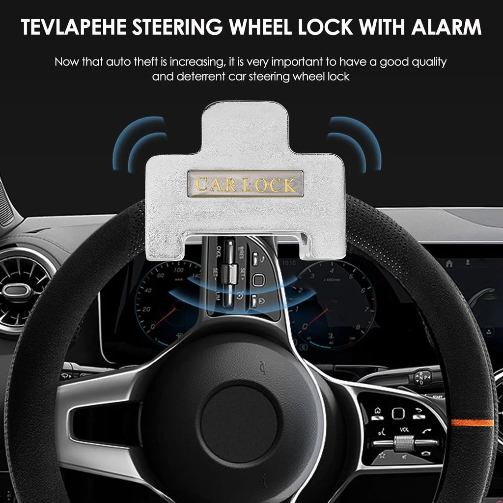 Cerradura De Volante Con Alarma 120Db, Cerradura De Volante Cerraduras Crook Para Coches, Dispositivo Antirrobo De Bloqueo De Coche Resistente