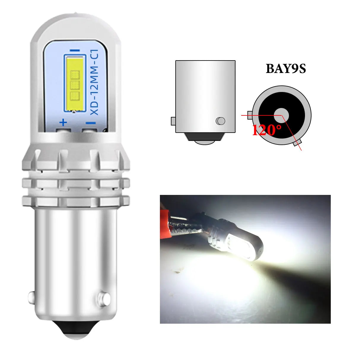 Luces LED De Marcha Atrás Para Coche, 1 Piezas, Canbus, BA9S, BAX9S, BAY9S, 1860 SMD, Chips, Bombillas, Luces De Estacionamiento Impermeables, 12V