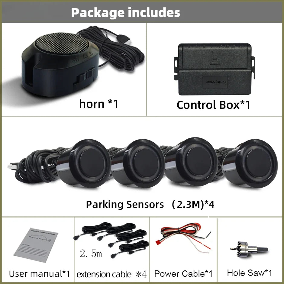 Kit Profesional De Sensores De Aparcamiento Delanteros Para Coche, Sistema De Asistencia Al Aparcamiento Con Alarma Sonora Y Volumen Ajustable, Universal