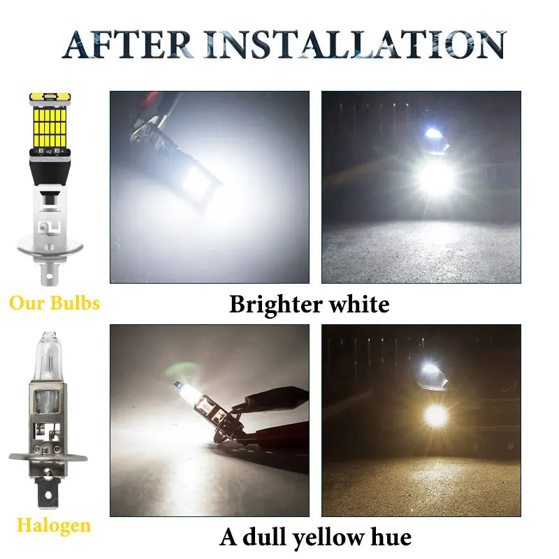 2PCS H1 LED H3 LED Lámparas Para Coche, Luces Antiniebla LED, Bombillas LED Para Faros Antiniebla 6000K Blancas, Lámpara Antiniebla Automática, Luz Diurna BLANCO/ÁMBAR/ROJO