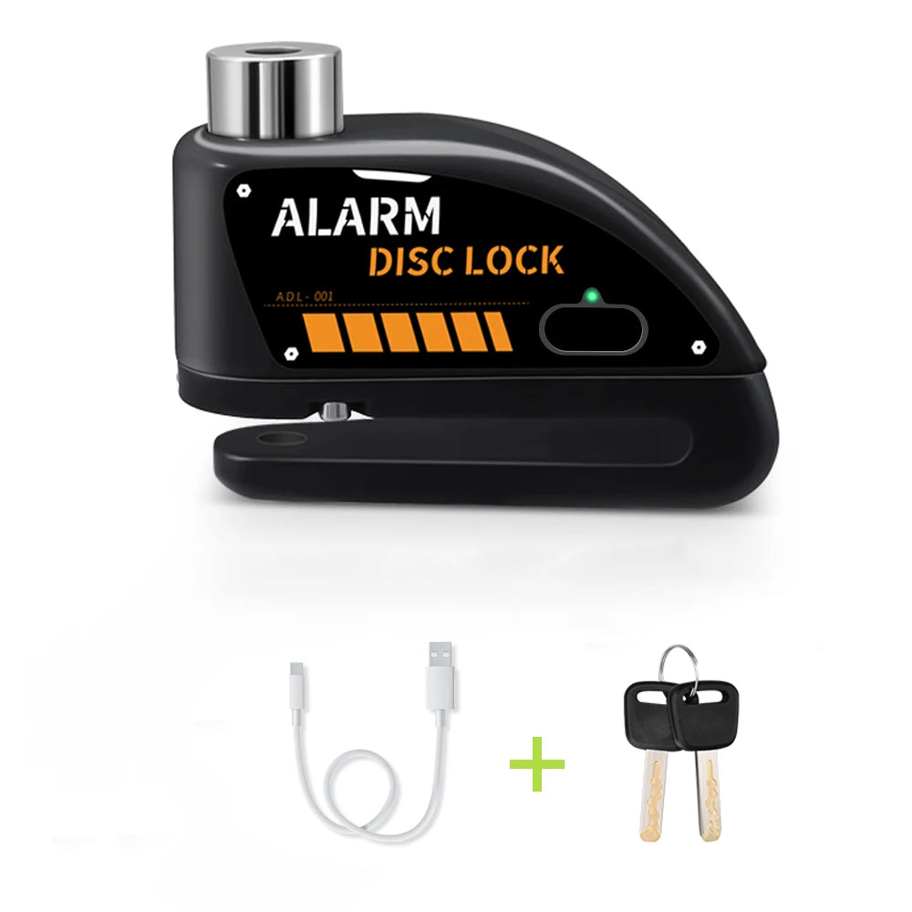 Alarma Recargable Para Motocicleta, Bloqueo De Freno De Disco, Candado De Seguridad Para Rueda De Moto, Resistente Al Agua, Sistema De Alarma Antirrobo Fuerte De 120Db