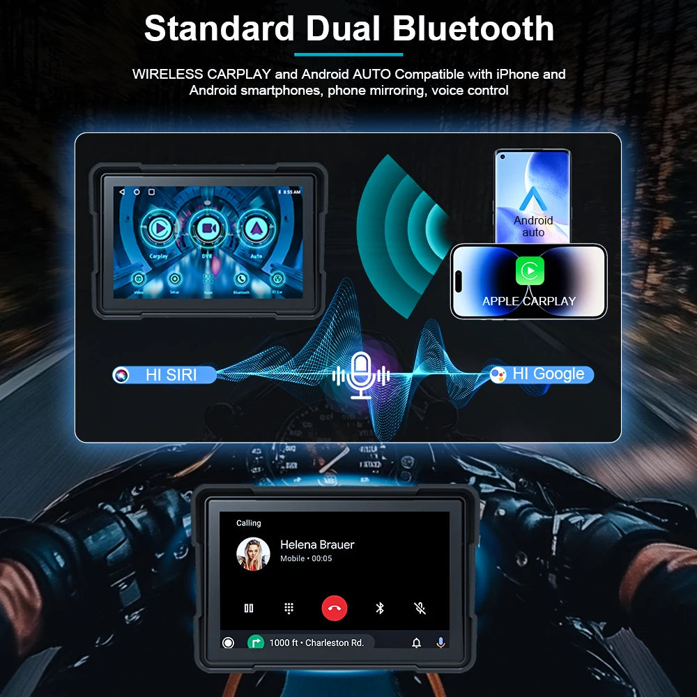 Pantalla Incell De Navegación Para Motocicleta De 6 Pulgadas, 1440X720, Carplay Inalámbrico, Android, Auto, Motor GPS, Monitor DVR, TPMS Opcional