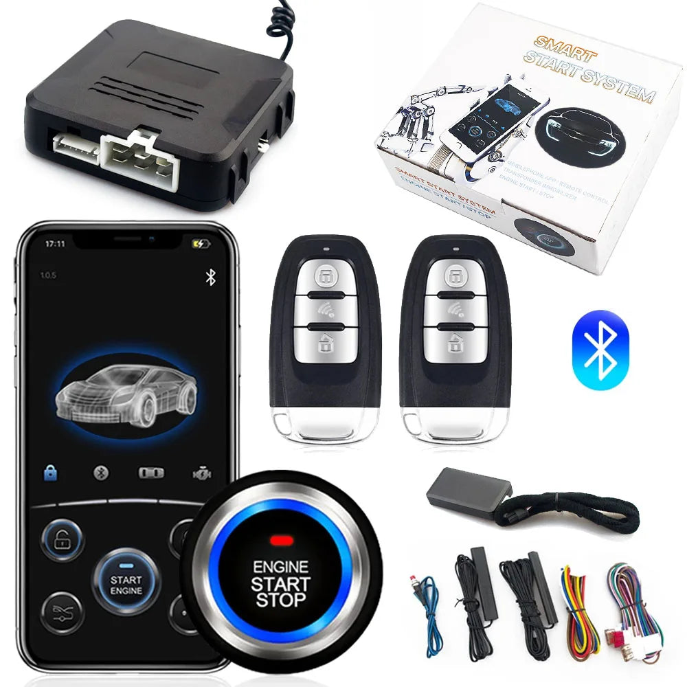Kit De Parada De Arranque Remoto Universal Para Coche, Bluetooth, Control Por Aplicación De Teléfono Móvil, Encendido Del Motor, Maletero Abierto, Alarma De Entrada Sin Llave PKE Para Coche