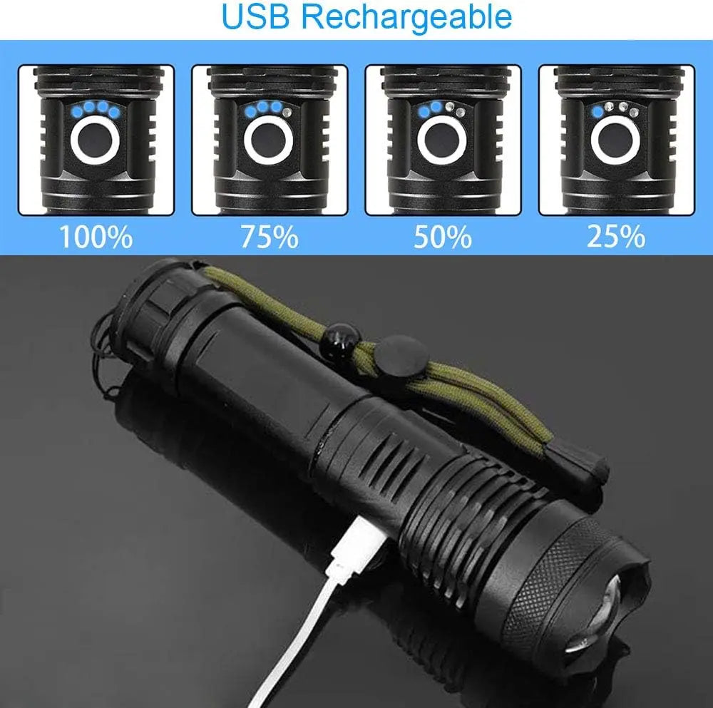 Linternas Recargables, Linterna Táctica LED De Alta Potencia, Linterna De Caza Portátil Superbrillante Para Senderismo De Emergencia