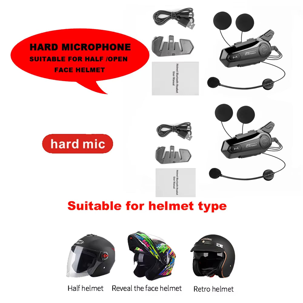 X1 plus Motocicleta Bluetooth 1000M Intercomunicador Casco Auriculares Para 2 Conductores Intercomunicador Moto Impermeable Interfono Auricular