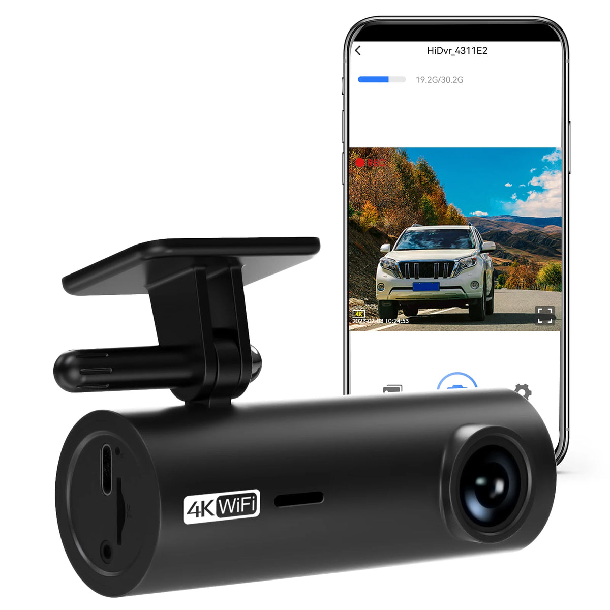 3840*2160P Dvr Para Coche Dashcam 4K Dash Cam Para Coches Grabadora De Vídeo Cámara Frontal Wifi Para Suministros De Vehículos 24H Estacionamiento Noche V