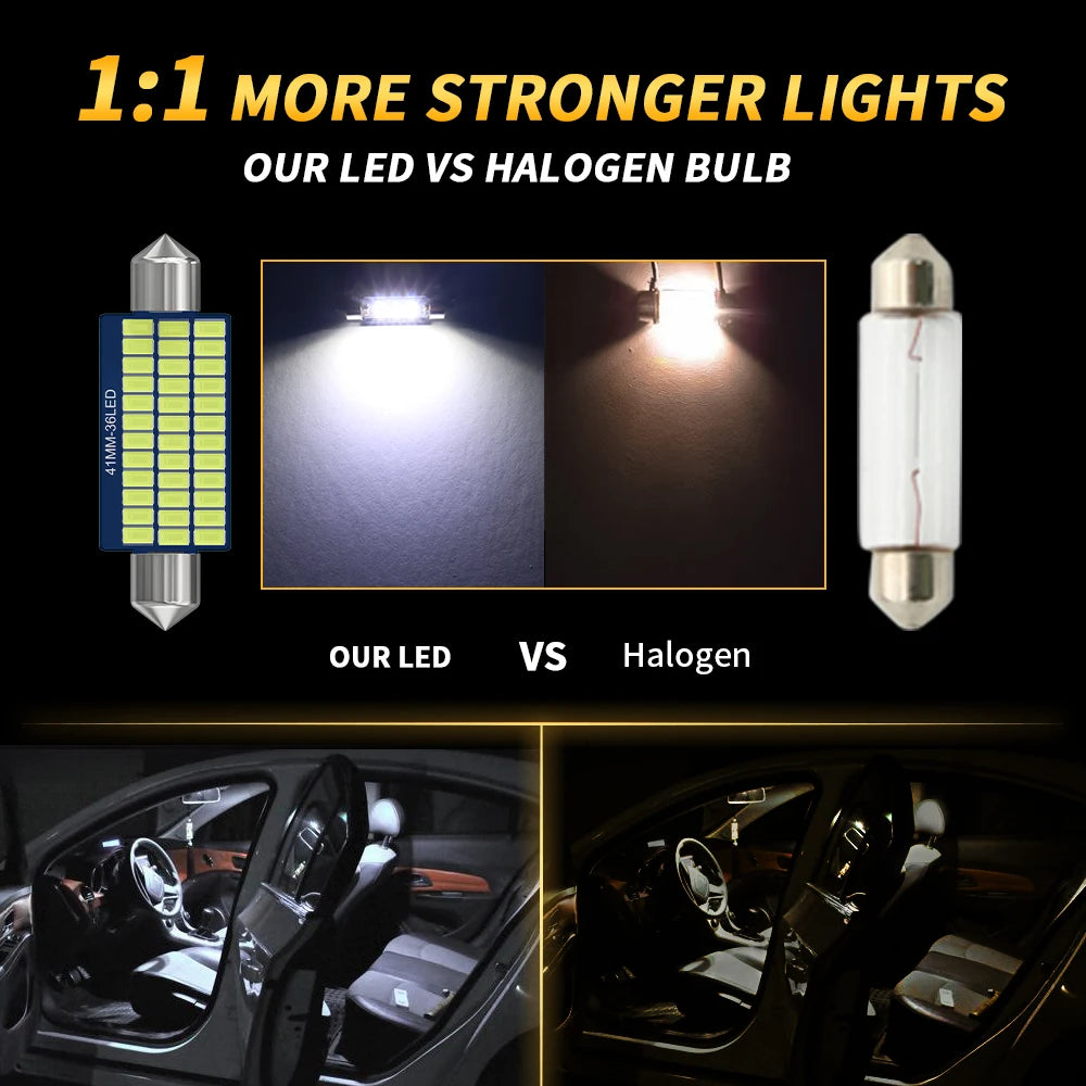 Oprah 10 Uds LED Adorno C5W C10W Luz De Coche 31Mm 36Mm 39Mm 41Mm Canbus Auto Interior Cúpula Bombilla Lámpara De Matrícula 12V Blanco Cálido