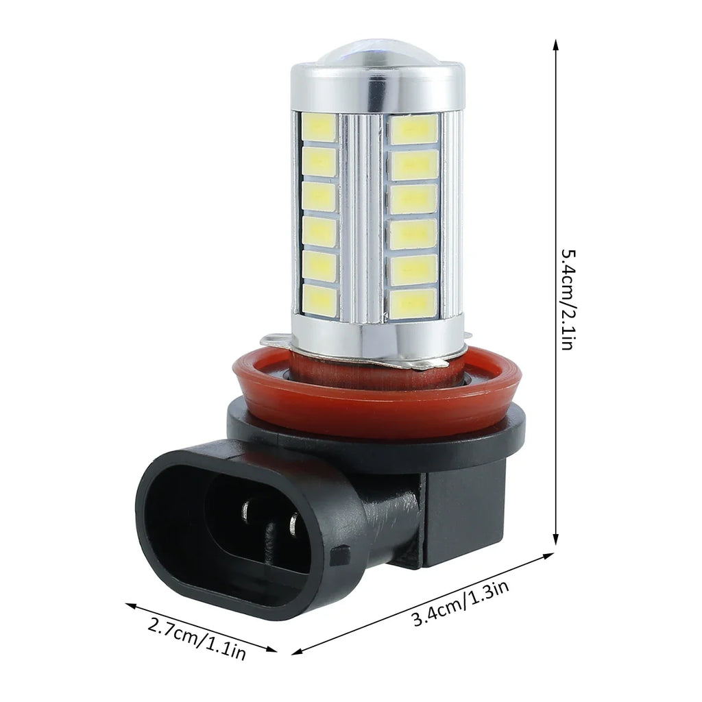 2 Uds H8/H11 Bombillas LED Antiniebla Para Coche 660LM 6000K Lámpara Blanca Para Conducir Y Correr 12V Plug and Play Reemplazo De Accesorios Para Coche