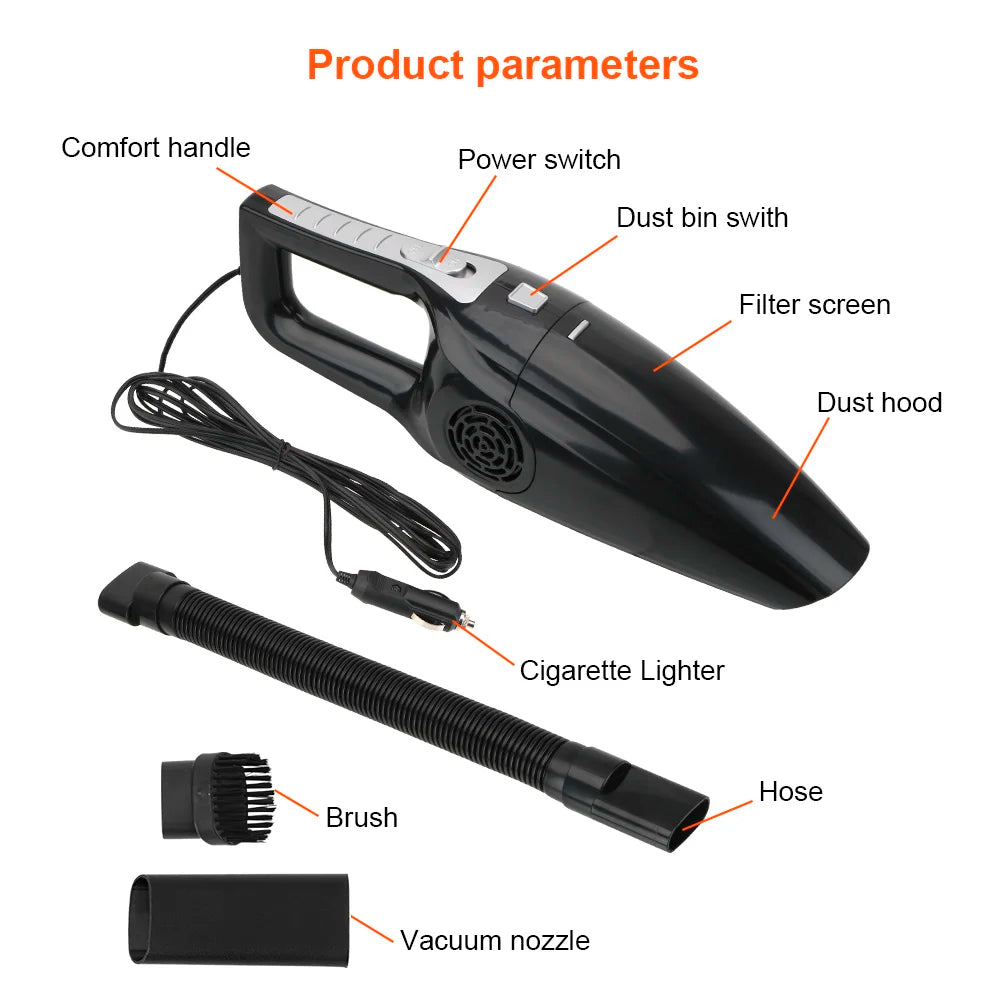 Aspiradora Portátil Para Coche, Aspiradora De Doble Uso En Seco Y Húmedo, Potente Aspiradora De Mano, Alta Succión, 12V, 120W