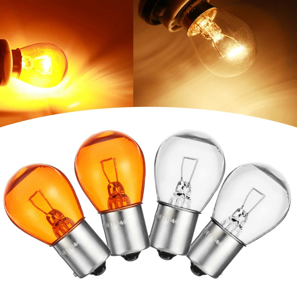 2 Uds 1156 BA15S Vidrio De Alta Potencia Bajo Consumo Luz De Freno De Coche Lámpara Indicadora 21W DC12V Blanco/Ámbar # 289597