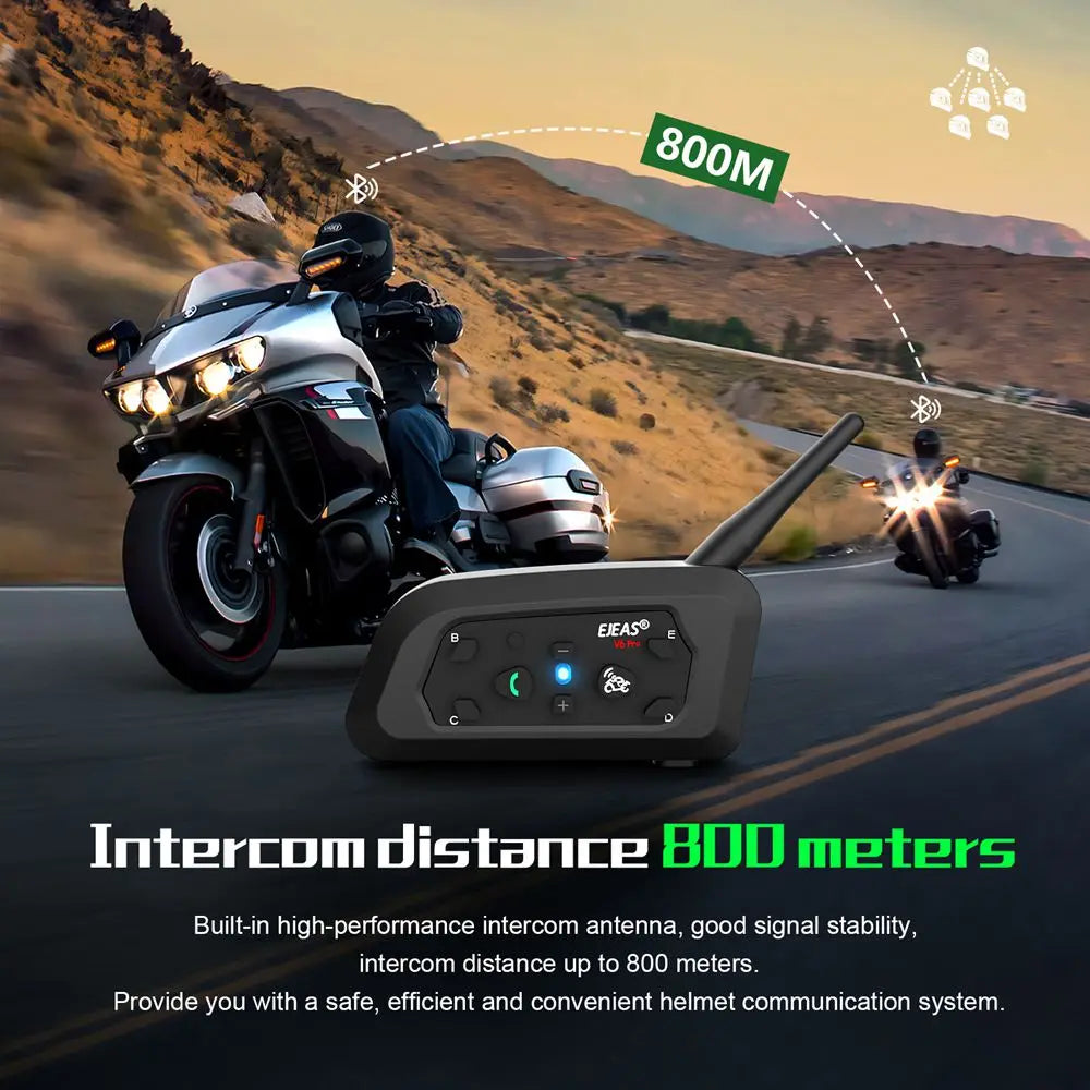 V6 PRO + Intercomunicador Para Casco De Motocicleta Auriculares Bluetooth Soporte EUC CVC Reducción De Ruido Impermeable IP67 Tiempo De Espera 260H