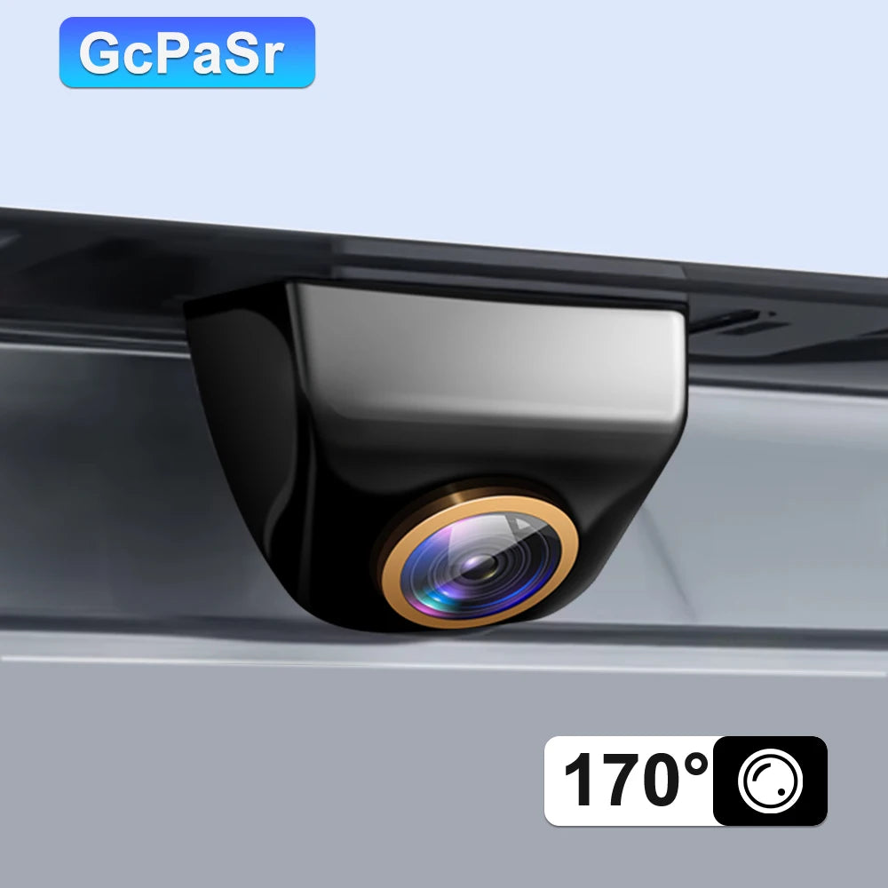 Gcpasr AHD 1920X1080P Cámara De Visión Trasera De Coche 200 ° Ojo De Pez Lente Dorada Full HD Visión Nocturna Vehículo Trasero Coche Cámara Frontal De Marcha Atrás