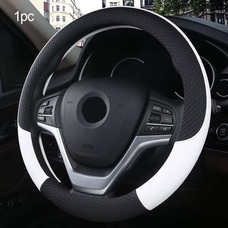 Seametal-Funda De Cuero Para Volante De Coche, 38CM, Estilo Deportivo, Cubiertas Para Volante De Coche, Antideslizantes Y Antiarañazos
