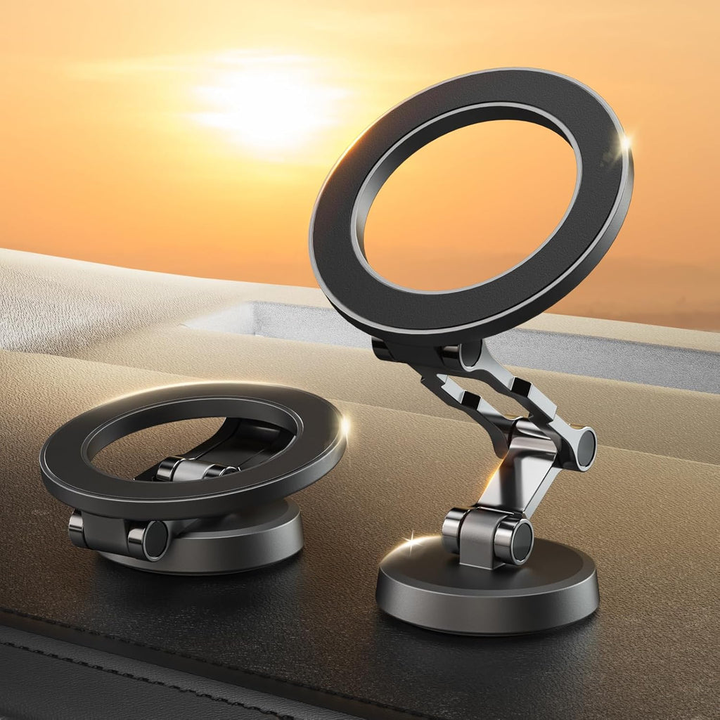Soporte Magnetico Movil Coche Para Magsafe, Plegable, Rotación De 360° | Succión Potente,Parabrisas Salpicadero Porta Movil,Todo Metal Soporte Telefono Coche Para Iphone Y Funda Magsafe