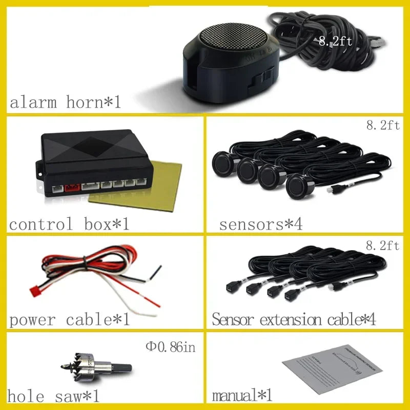 Kit Profesional De Sensores De Aparcamiento Delanteros Para Coche, Sistema De Asistencia Al Aparcamiento Con Alarma Sonora Y Volumen Ajustable, Universal