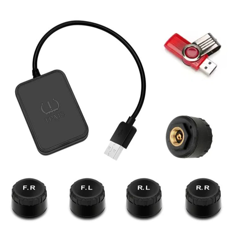 Sistema De Monitoreo De Presión De Neumáticos De Transmisión Inalámbrica TPMS USB Android Para Coche TPMS De Navegación Android Con Sistema De Alarma De 4 Sensores
