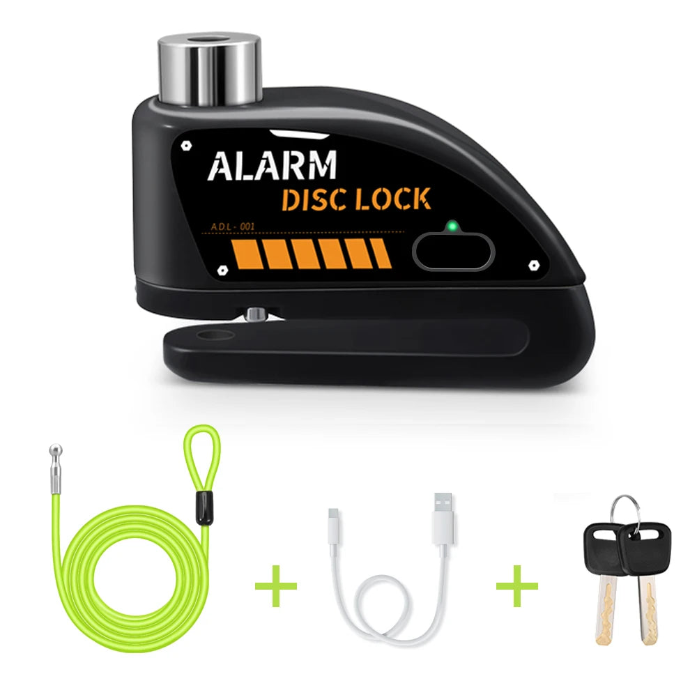 Alarma Recargable Para Motocicleta, Bloqueo De Freno De Disco, Candado De Seguridad Para Rueda De Moto, Resistente Al Agua, Sistema De Alarma Antirrobo Fuerte De 120Db