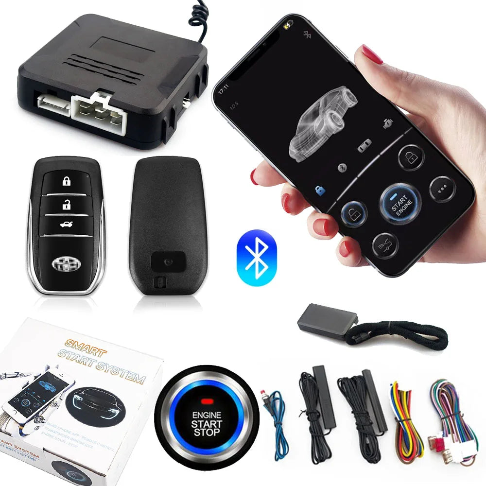 Kit De Parada De Arranque Remoto Universal Para Coche, Bluetooth, Control Por Aplicación De Teléfono Móvil, Encendido Del Motor, Maletero Abierto, Alarma De Entrada Sin Llave PKE Para Coche