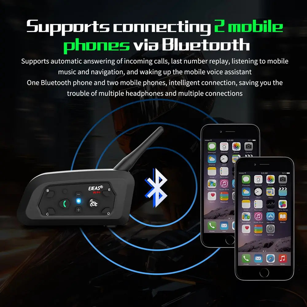 V6 PRO + Intercomunicador Para Casco De Motocicleta Auriculares Bluetooth Soporte EUC CVC Reducción De Ruido Impermeable IP67 Tiempo De Espera 260H