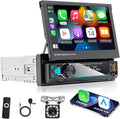 Hikity 7" 1 DIN Carplay Radio Coche Con Bluetooth FM Cámara Trasera | Pantalla Táctil Android Auto Wireless Carplay Mirror Link EQ Control Del Volante Manos Libres USB AUX